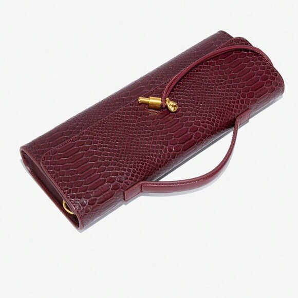 Burgundy Preppy Women's Envelope Handbag - Picture 9 of 11